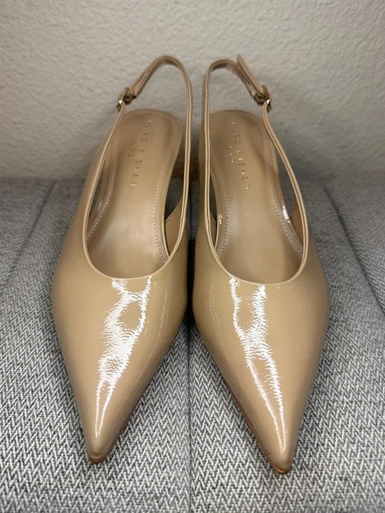 Marc Fisher Neutral Slingback Pointed Kitten Heels, Size 7 - Picture 5 of 16